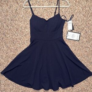 Navy Blue Macy’s Dress with Lace Back